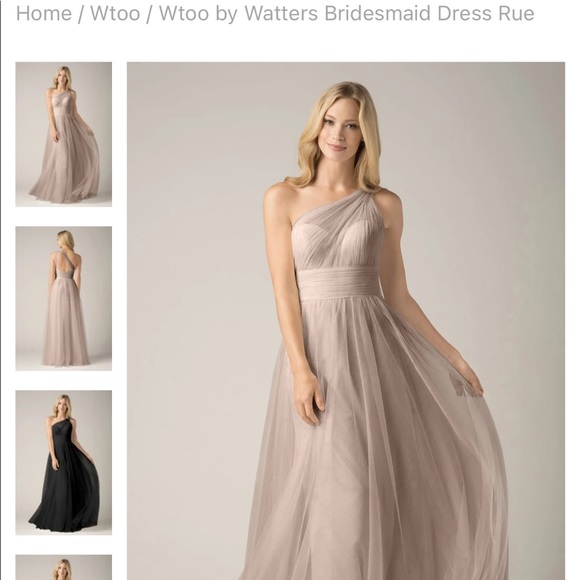 A- line, off the shoulder, gray bridesmaids dress - Picture 1 of 4